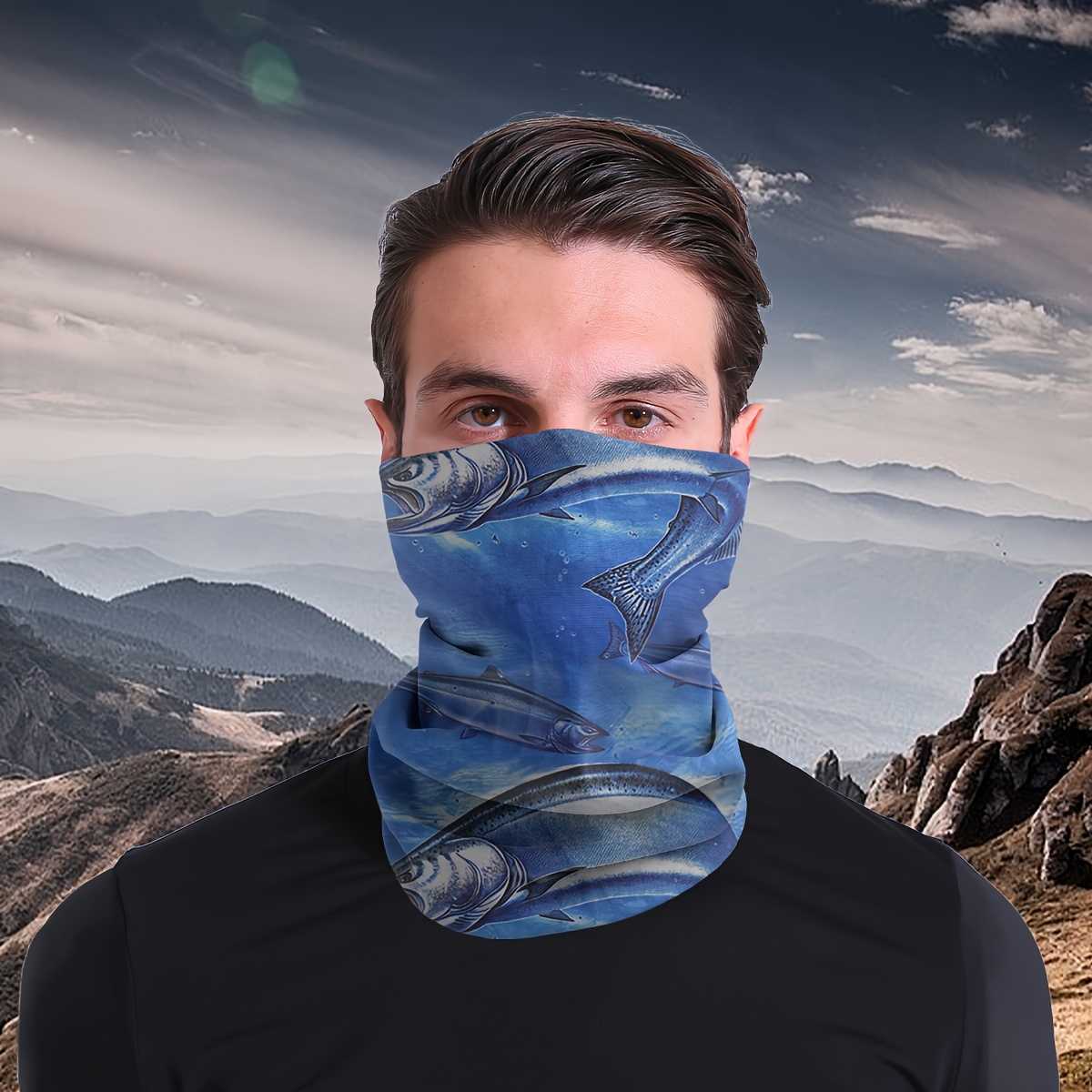 Sea-fish Tube Bandana, Outdoor Sports Cycling Scarf, Breathable Neck Gaiter Face Mask for Men & Women, UV Protection Cycling Equipment,Temu