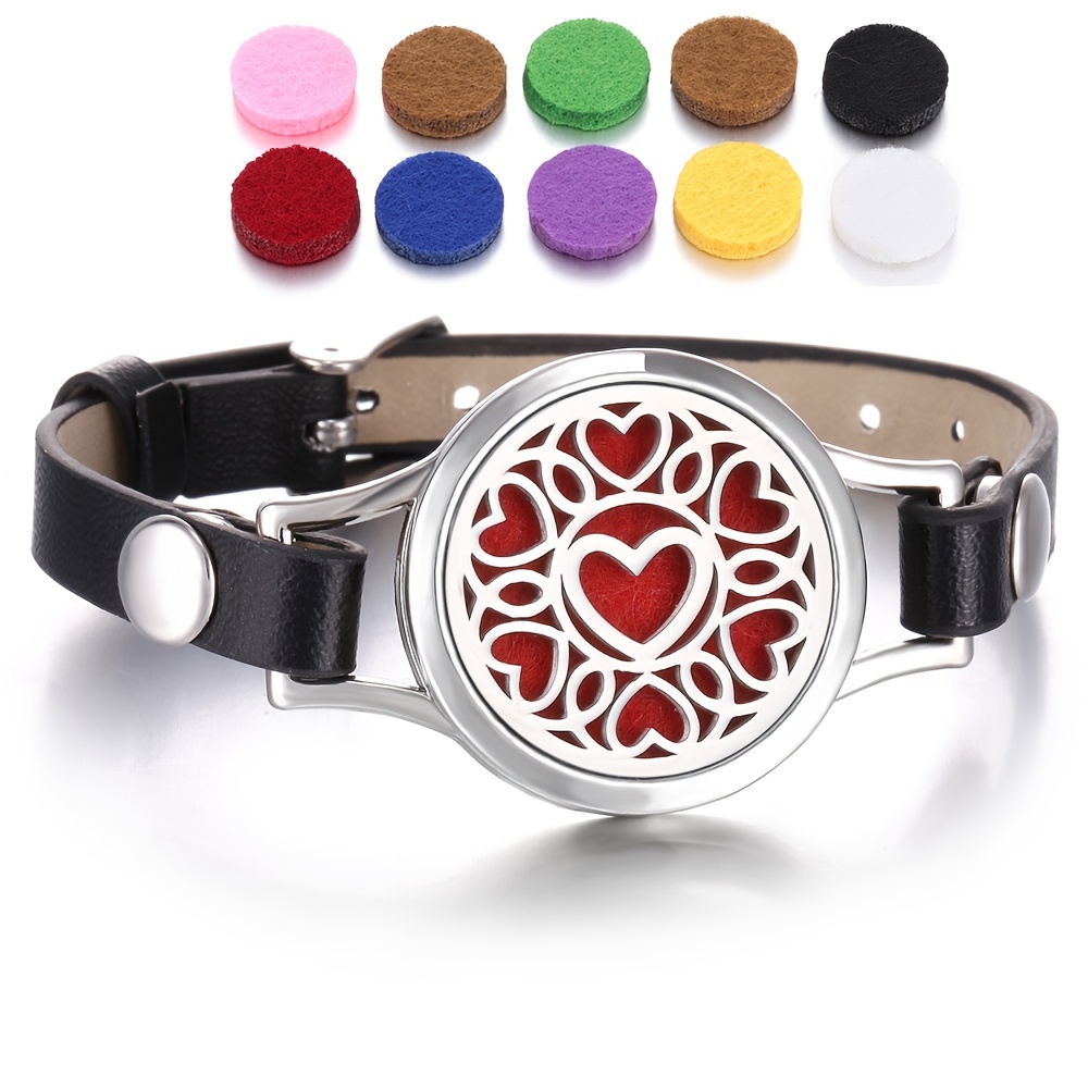 New Aromatherapy Bracelet Black Leather Stainless Steel Essential Oil  Diffuser Locket Bracelet Wristbands Aroma Diffuser Jewelry - AliExpress