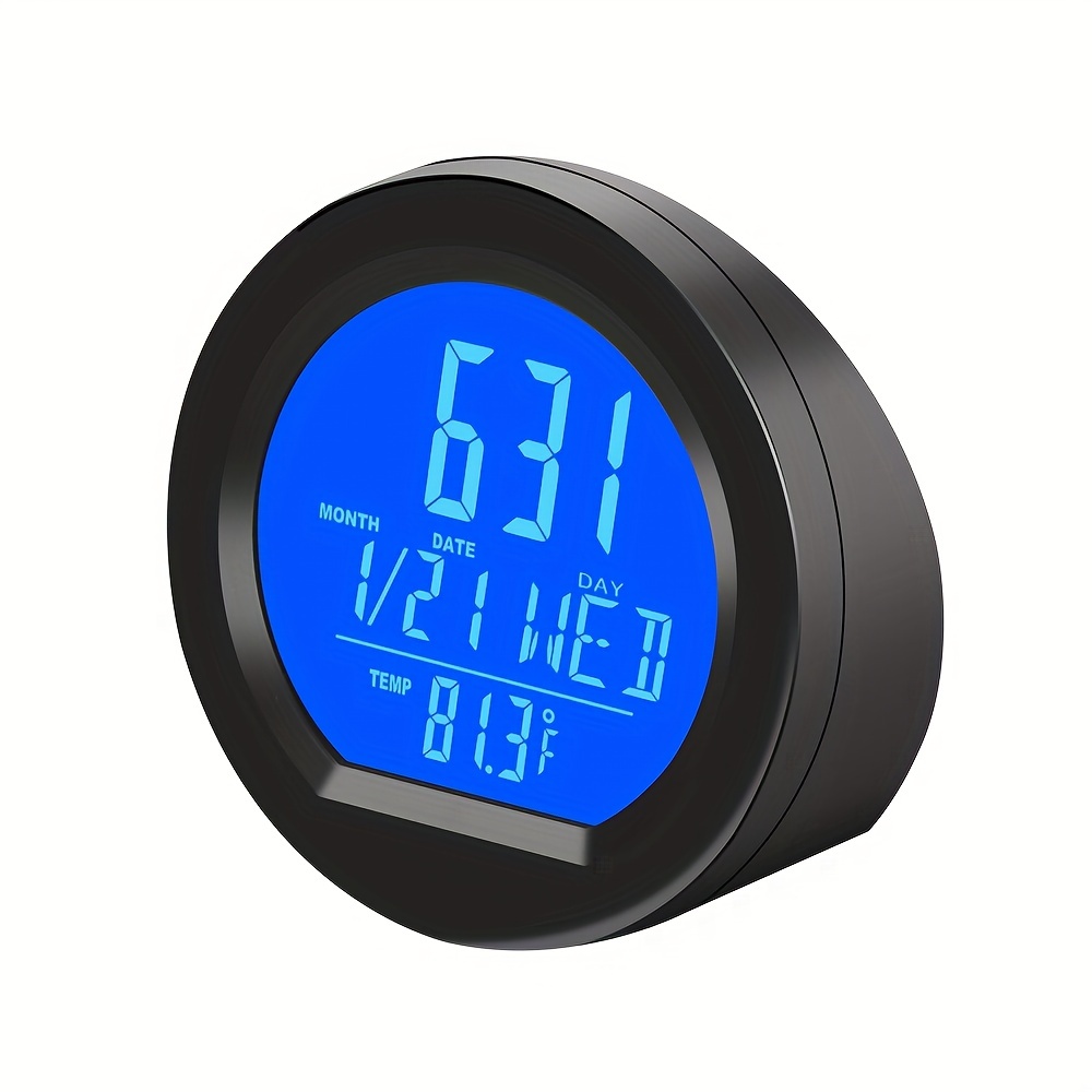 Solar Car Clock Outside Thermometer Driving Time Reminder