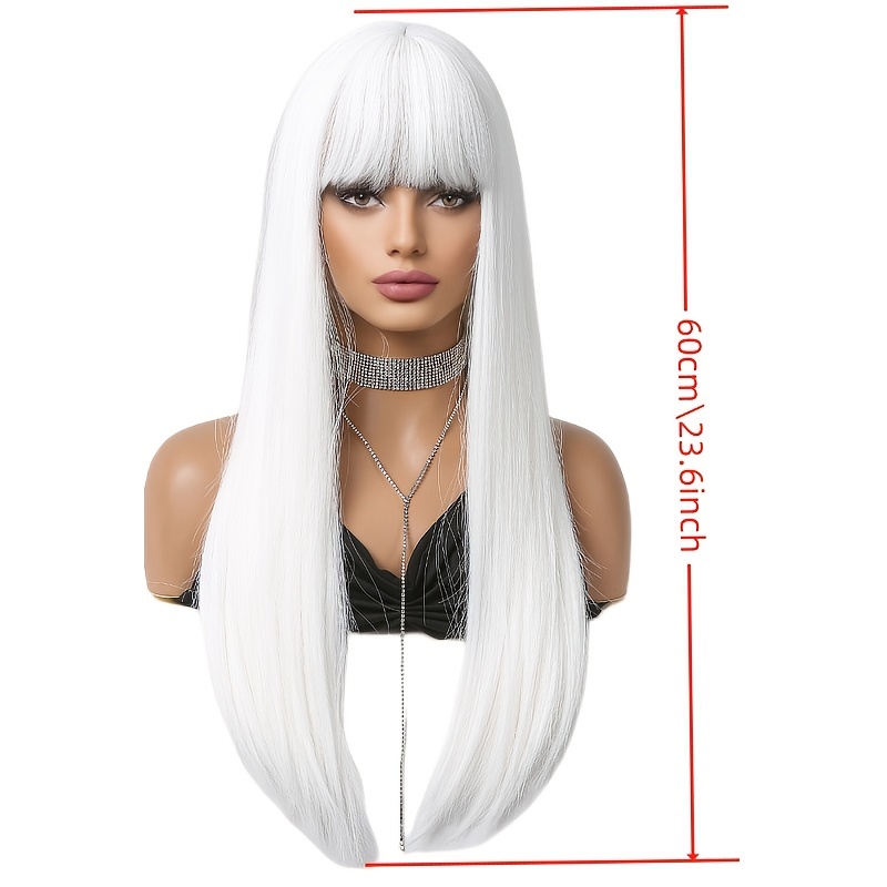 RDY Highlight White Silk Straight Synthetic Wig for Women Girls