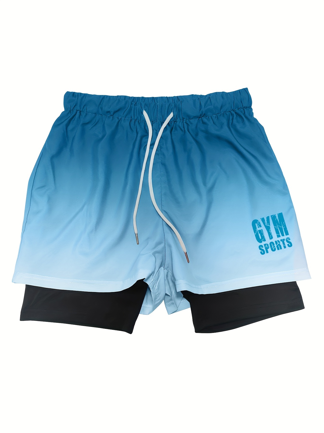 Bull/ Gym Pattern Print 2 in 1 Double Layer Ombre Shorts - Temu Australia