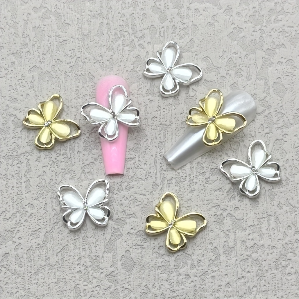 Hollow Alloy Butterfly Nail Charms, With Cat Eye Gems Inlaid, Nail Art  Decoration Accessories For Nail Art Diy - Temu Portugal