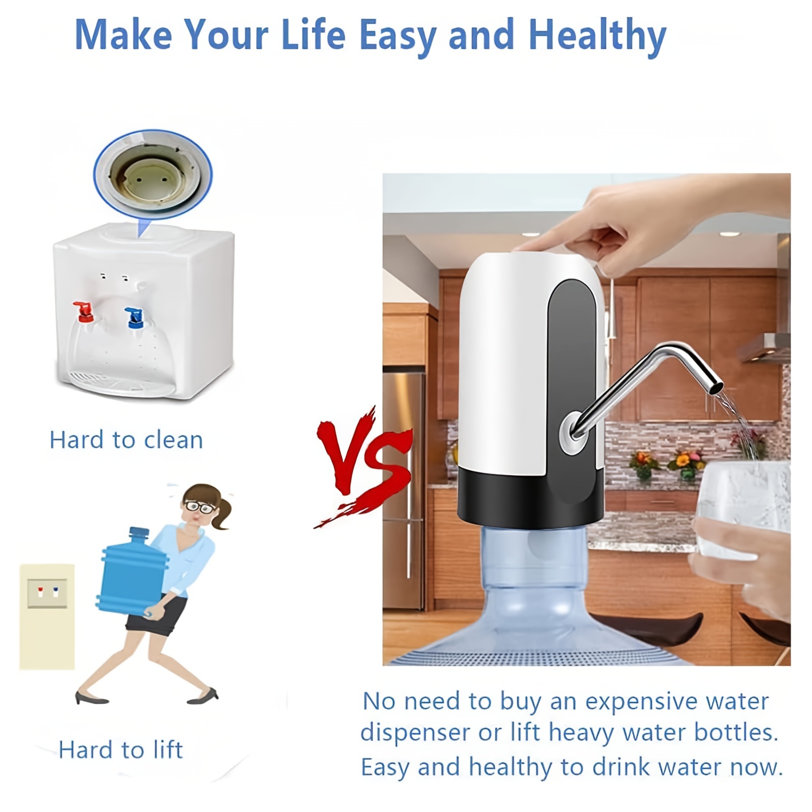 Water Bottle Dispenser Portable Electric Water Bottle Pump for