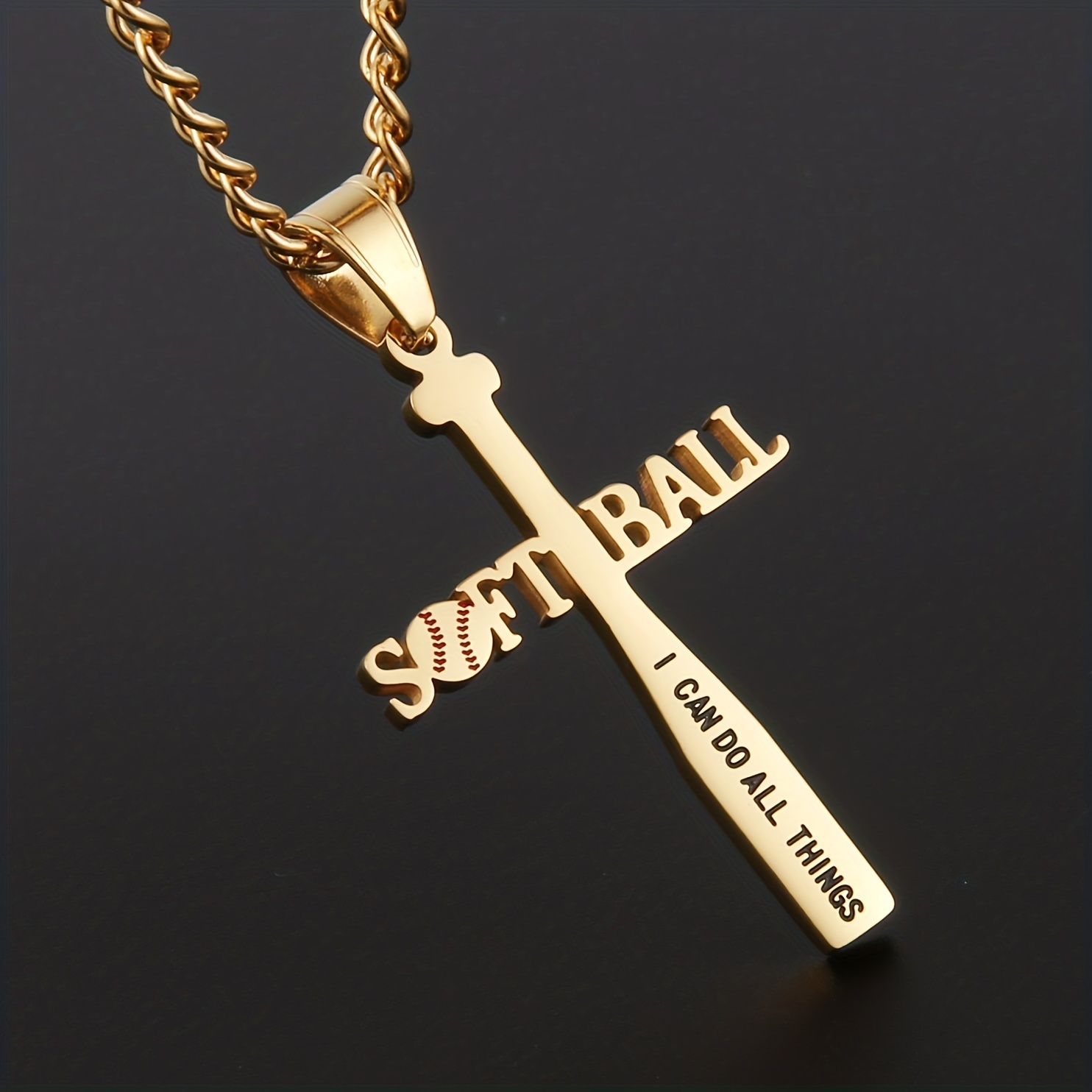 Stainless steel baseball cross on sale necklace