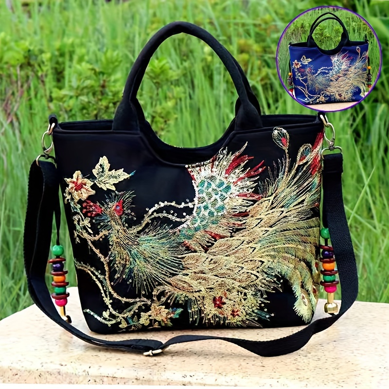 Large Capacity Women's Versatile Bucket Bag, Classic Vintage Flower  Embossed Handbag, Fashion Office Bag - Temu
