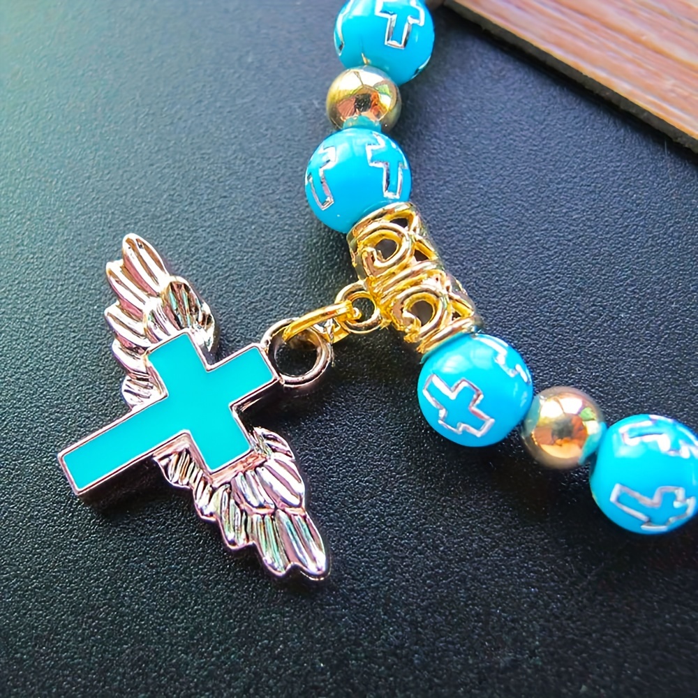 Pin Bronzing Acrylic Cross Beads Chain Drip Oil Angel Cross - Temu