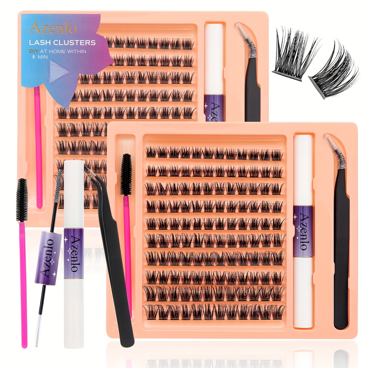 

Diy Eyelash Extensions Kit, Lash Clusters 120 Pcs, Golden Lashes Tweezers, Eyelashes Clusters And Seal Waterproof, Clusters Lash Glue Remover