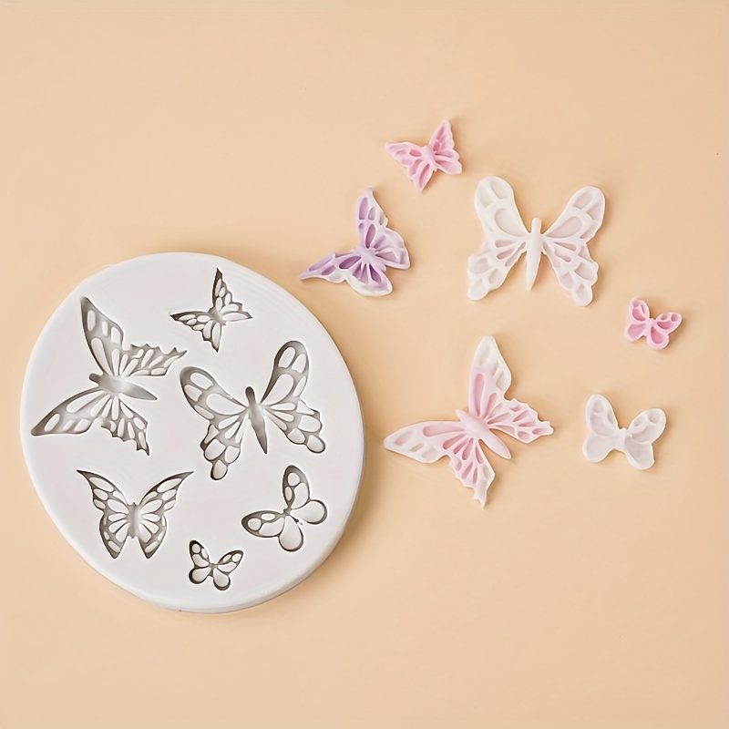 Mini Butterfly Fondant Silicone Molds Cake Baking Mold for Cake Baking  Decoration, DIY Chocolate or Sugar Crafts, Pink and Grey (6)