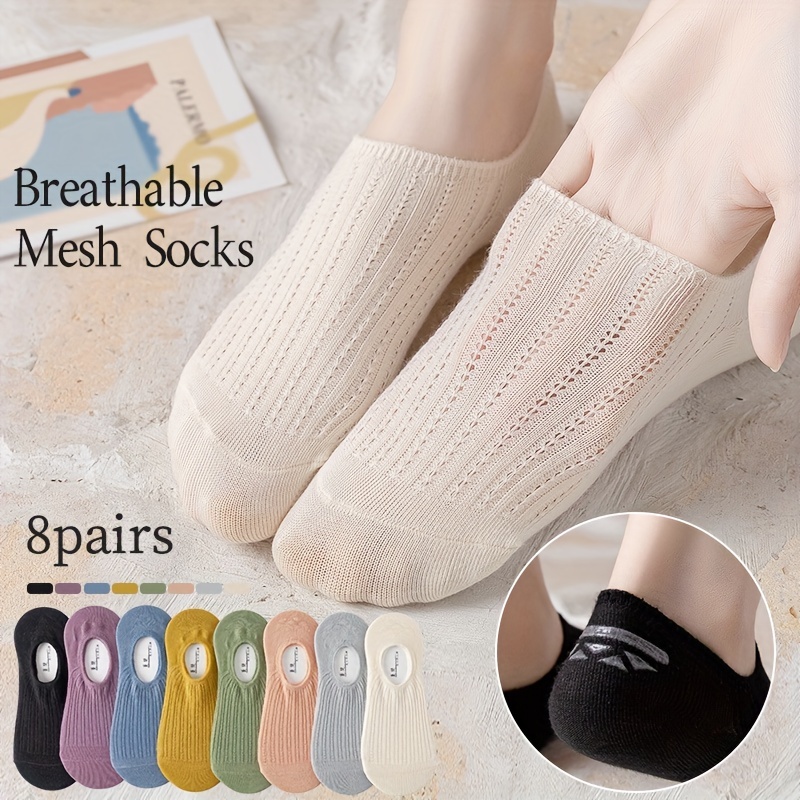 Solid No Show Socks Breathable Lightweight Non slip Ankle - Temu