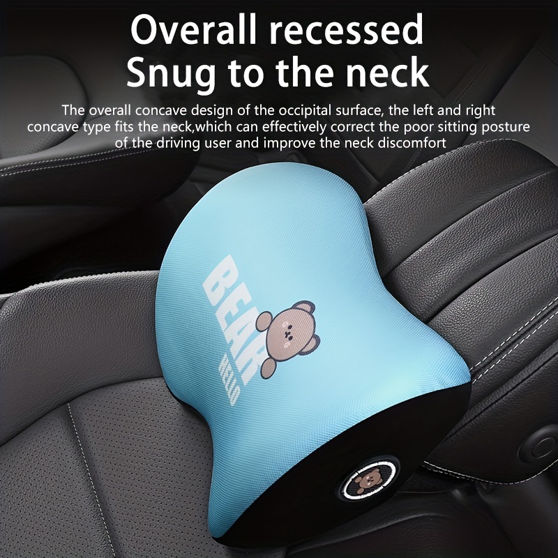 Memory Foam Cartoon Bear Car Neck Pillow,waist Cushion Neck Protection  Pillow For Driving, Auto Headrest Pillow For Longer And Comfortable Sitting  - Temu