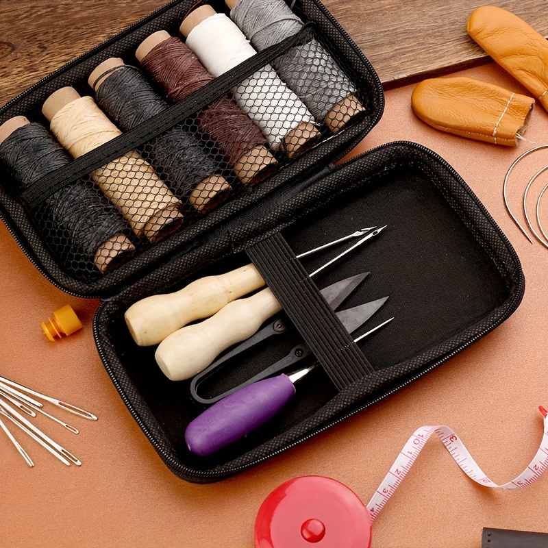 Upholstery Repair Kit, Leather Sewing Kit with Upholstery Thread  Cord,Large-Eye Stitching Needles, Awl and Thimble, Leather Working Tools  and Supplies