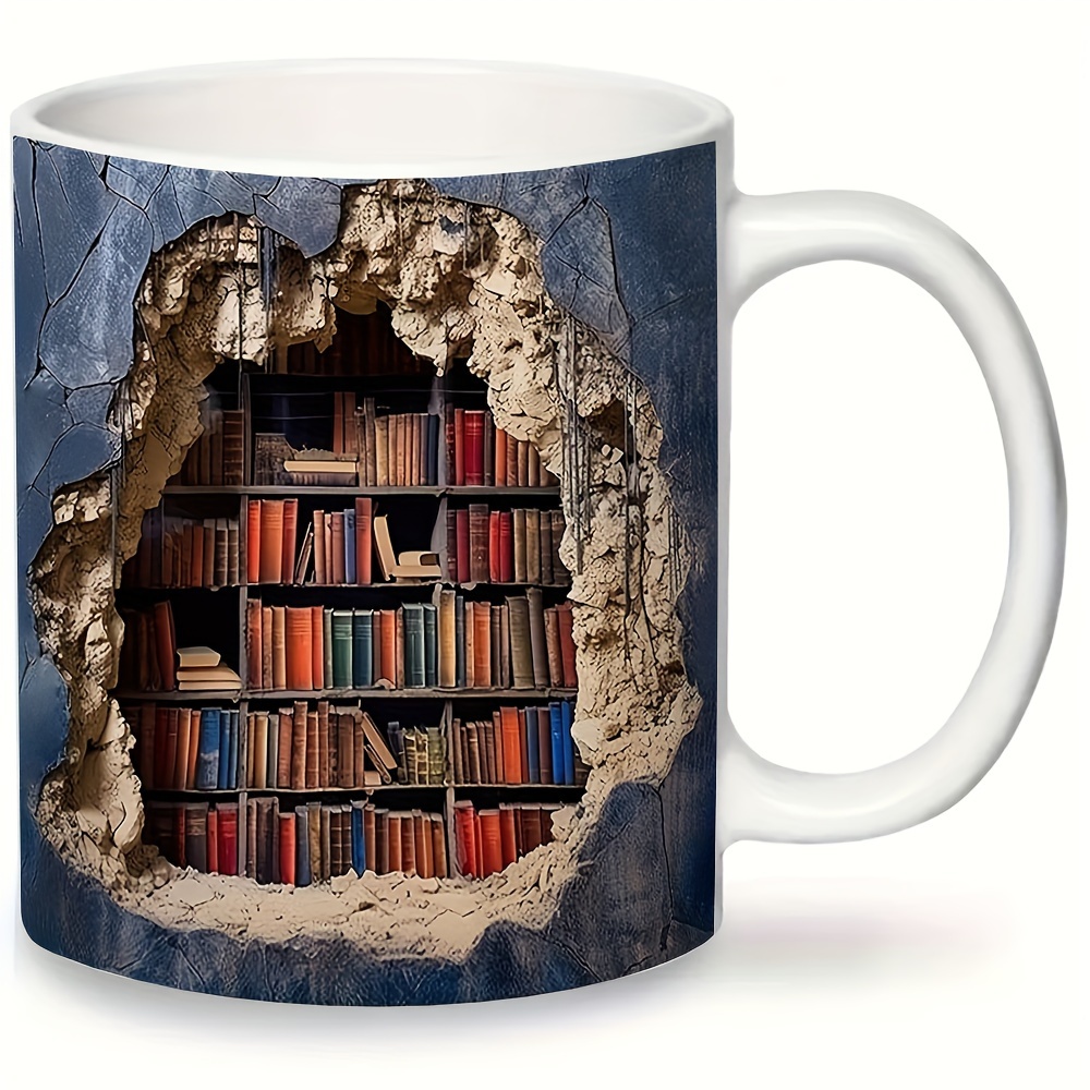 Tasse à café en céramique 3D pour les amoureux des livres, mug pour  bibliothèque, effet créatif, design spatial, cadeaux de Noël pour lecteur,  350ml - AliExpress