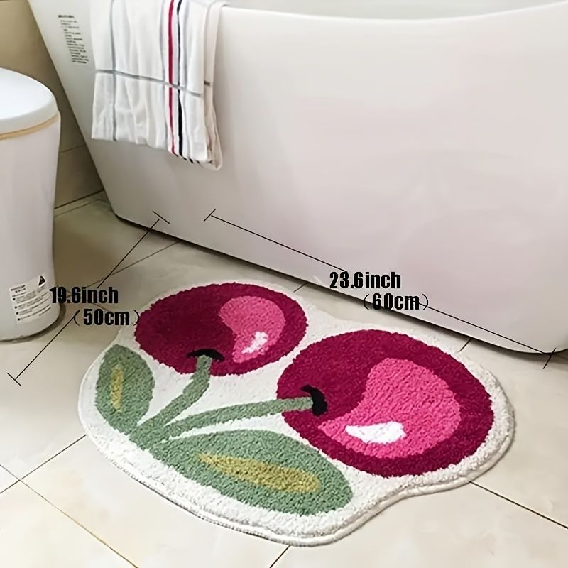 Imitated Cashmere Absorbent Cherry Bath Mat - Soft Microfiber Bathroom Rug  With Non-slip Padded Back - Perfect For Kitchens, Entryways And Home  Decorations, Halloween Home Decor - Temu Australia