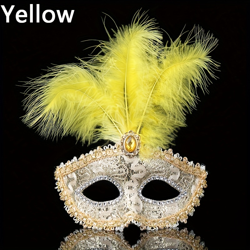 Máscara de fiesta para mujer, máscaras de lujo de plumas de pavo