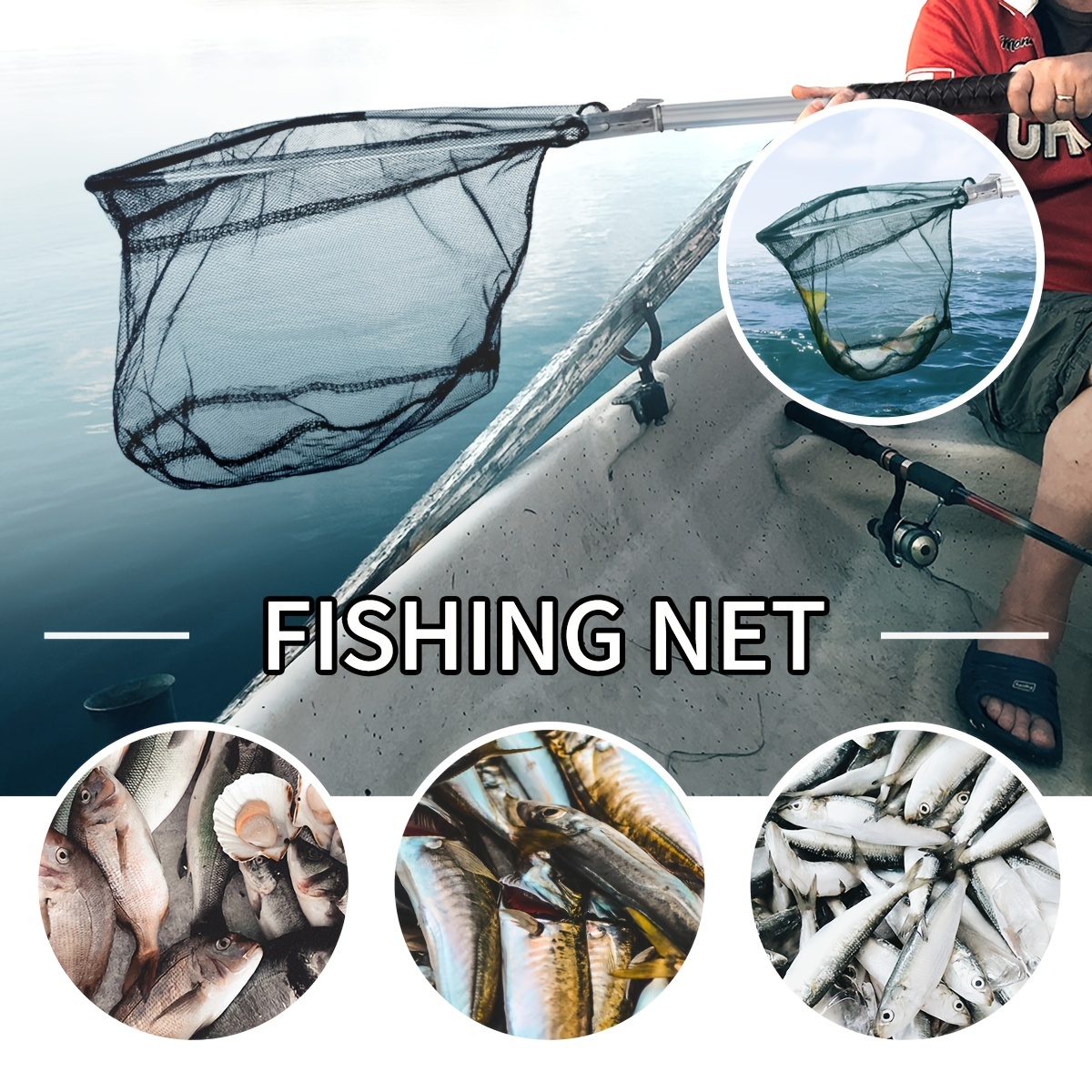 Faginey Telescoping Pole Handle Fishing Net, Folding Fishing Landing Net, Fine Workmanship 340g Collapsible Fishing Enthusiasts For Wild Fishing Ice F