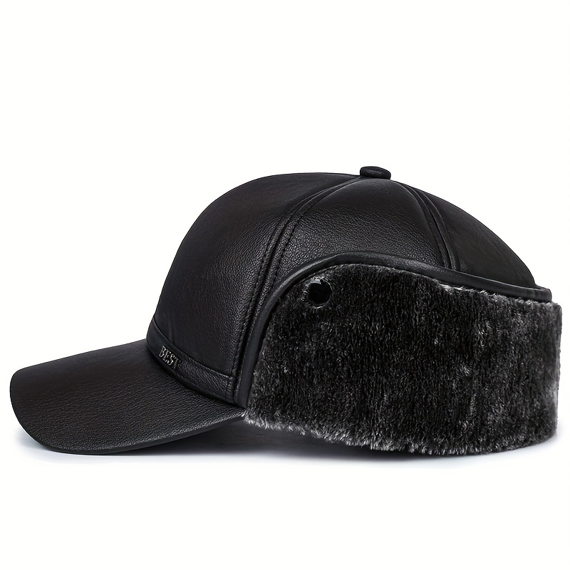 1pc Father Snapback Winter Baseball Faux Leather Winter Hats For