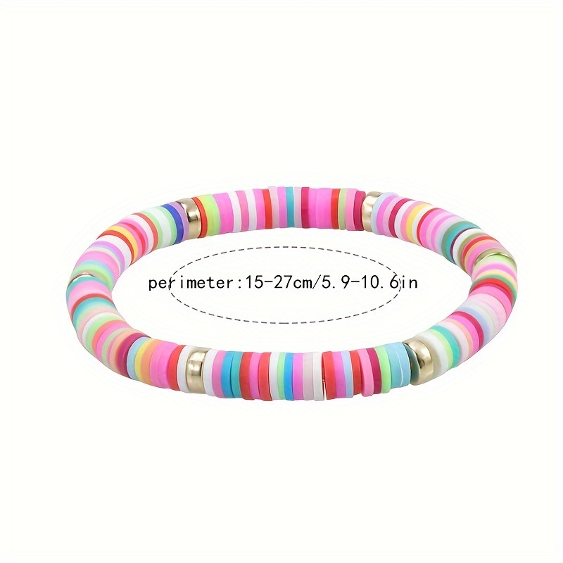 Preppy Style Beaded Bracelet Set Colorful Surfer Clay Beads - Temu