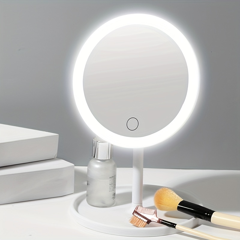 Ecoco LED Schminkspiegel mit Licht Kosmetik Lagerung Desktop Rotierende  Kosmetik Spiegel Licht Einstellbare Dimmung USB Schminkspiegel