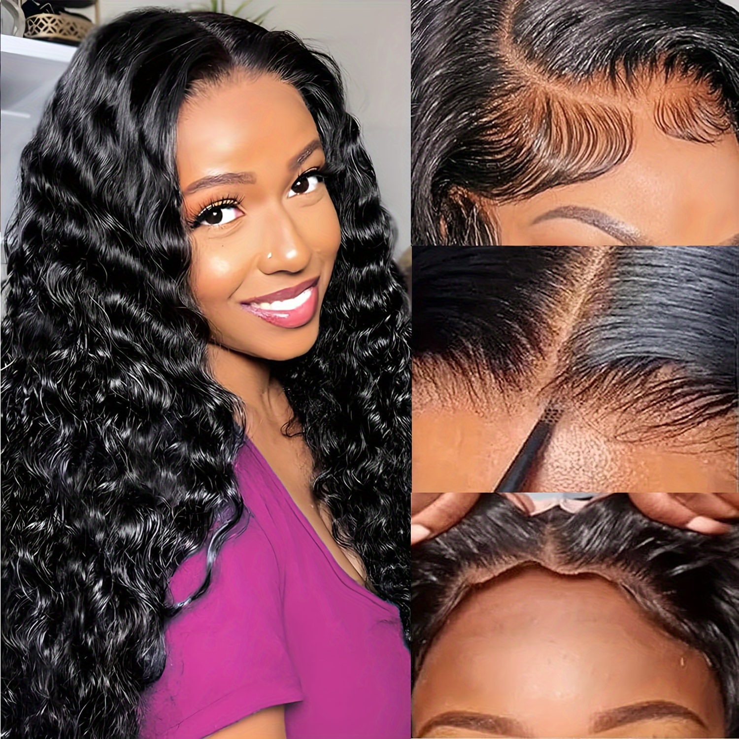 Water Wave 13x4 Lace Front Wigs Human Hair Pre Plucked Baby - Temu Canada