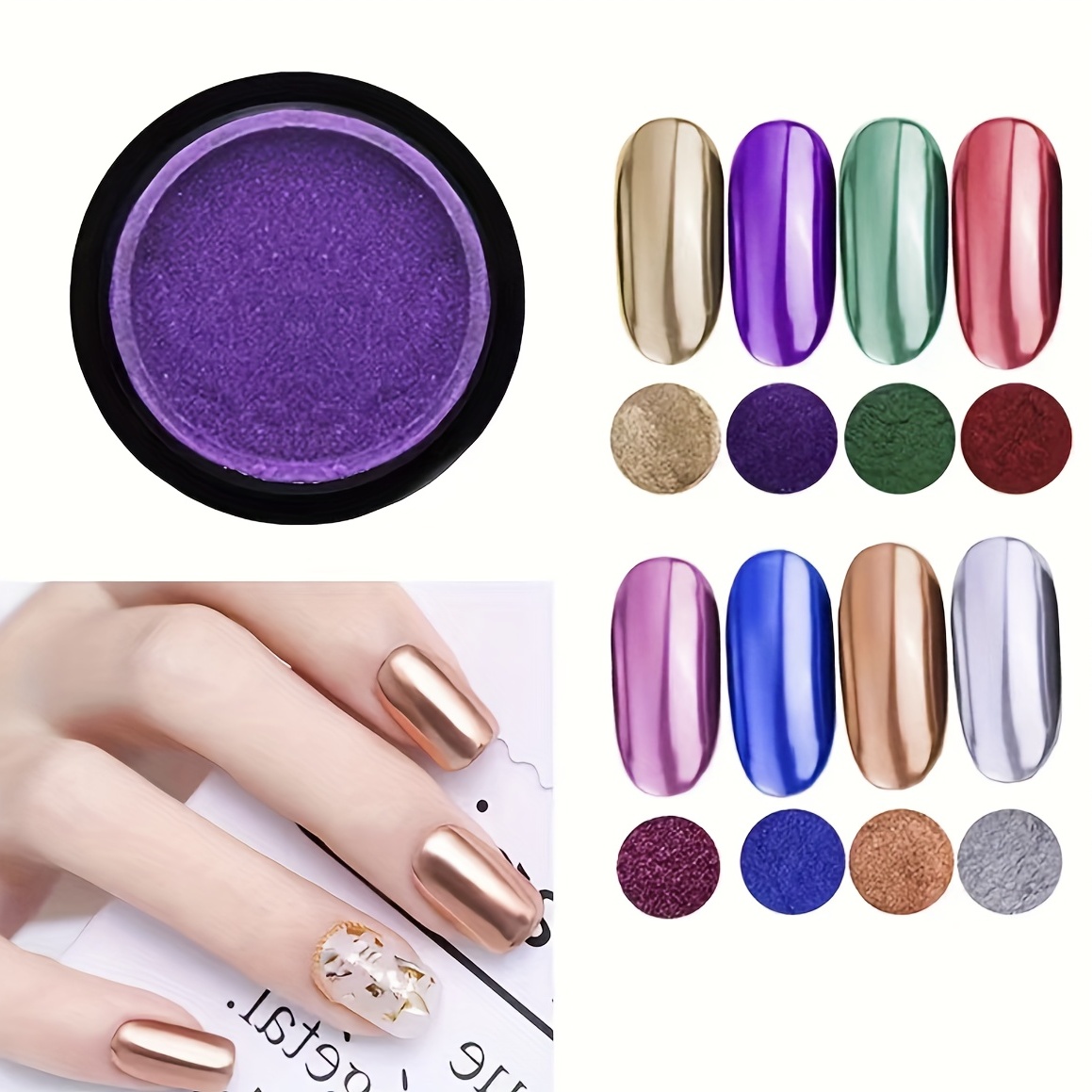 20 Colors Holographic Laser Nail Art Powder - Create Mirror Effect