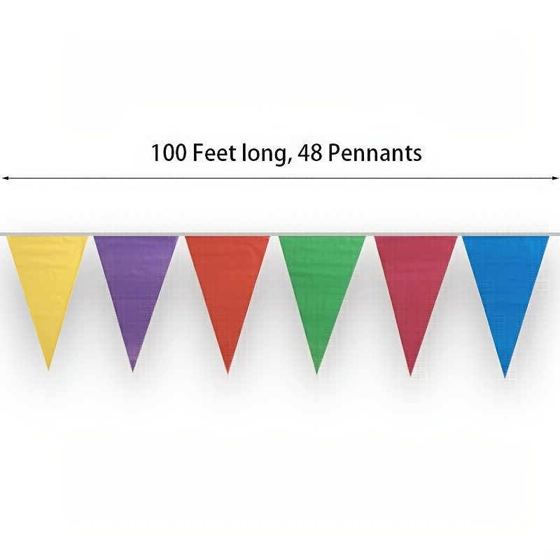 1pc 100ft 48 flags colorful pennant banner flags multicolor bunting string triangle flags garland for grand opening carnival theme birthday party decoration outdoor events classroom decor