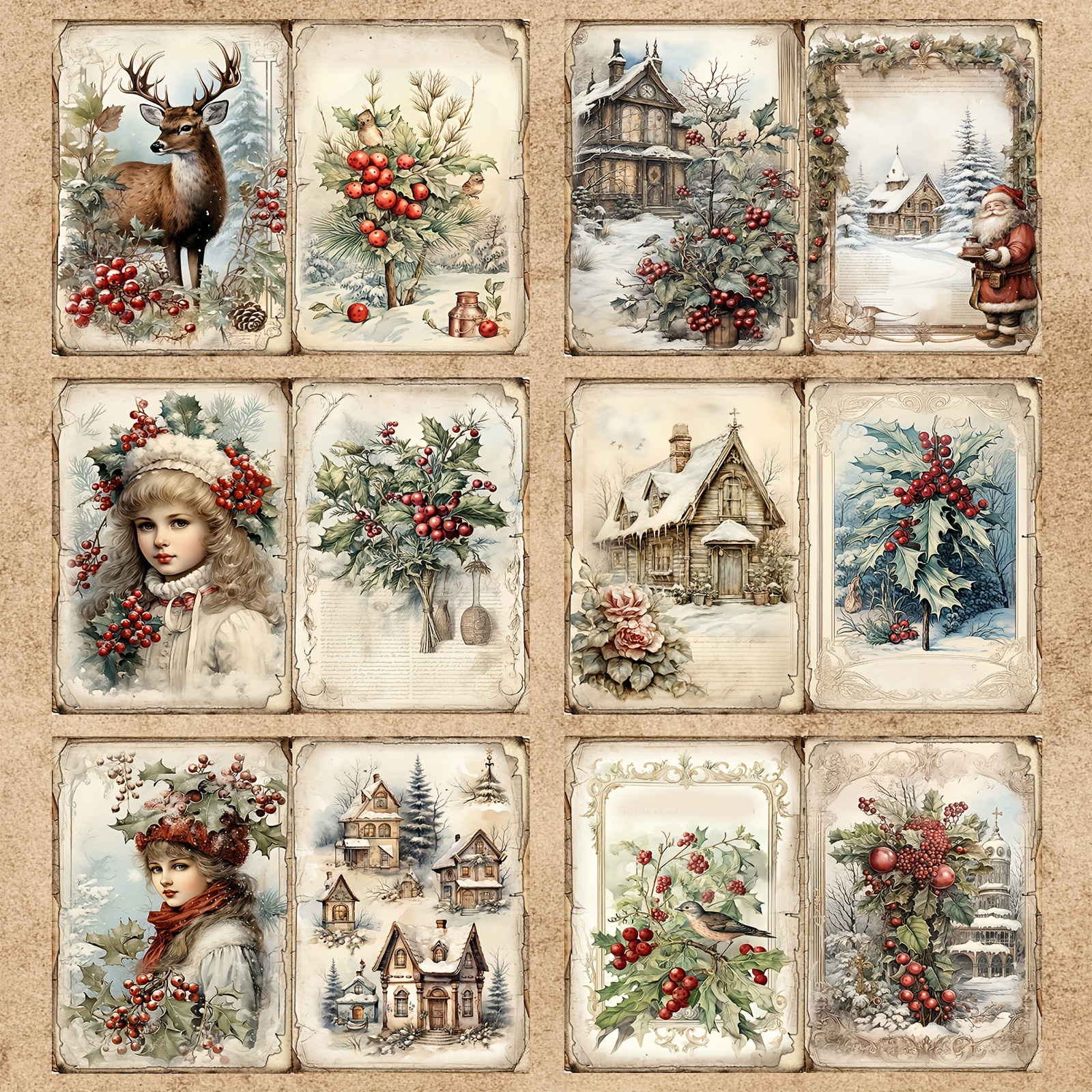 Christmas Theme Material Paper Aesthetic Retro Journal - Temu Finland