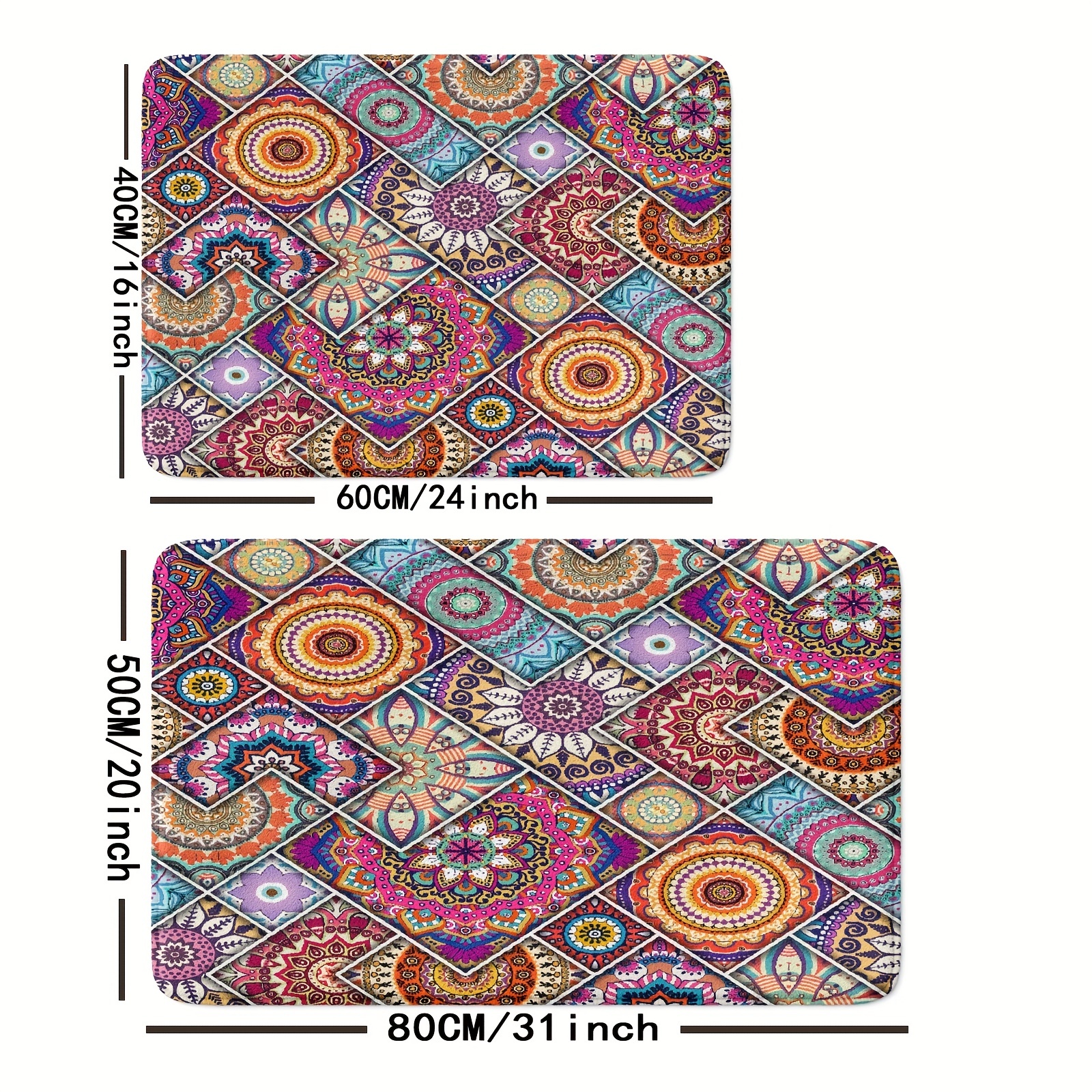 1pc Floral Bathroom Mat, Modern Style Oval-shaped Bath Mat With