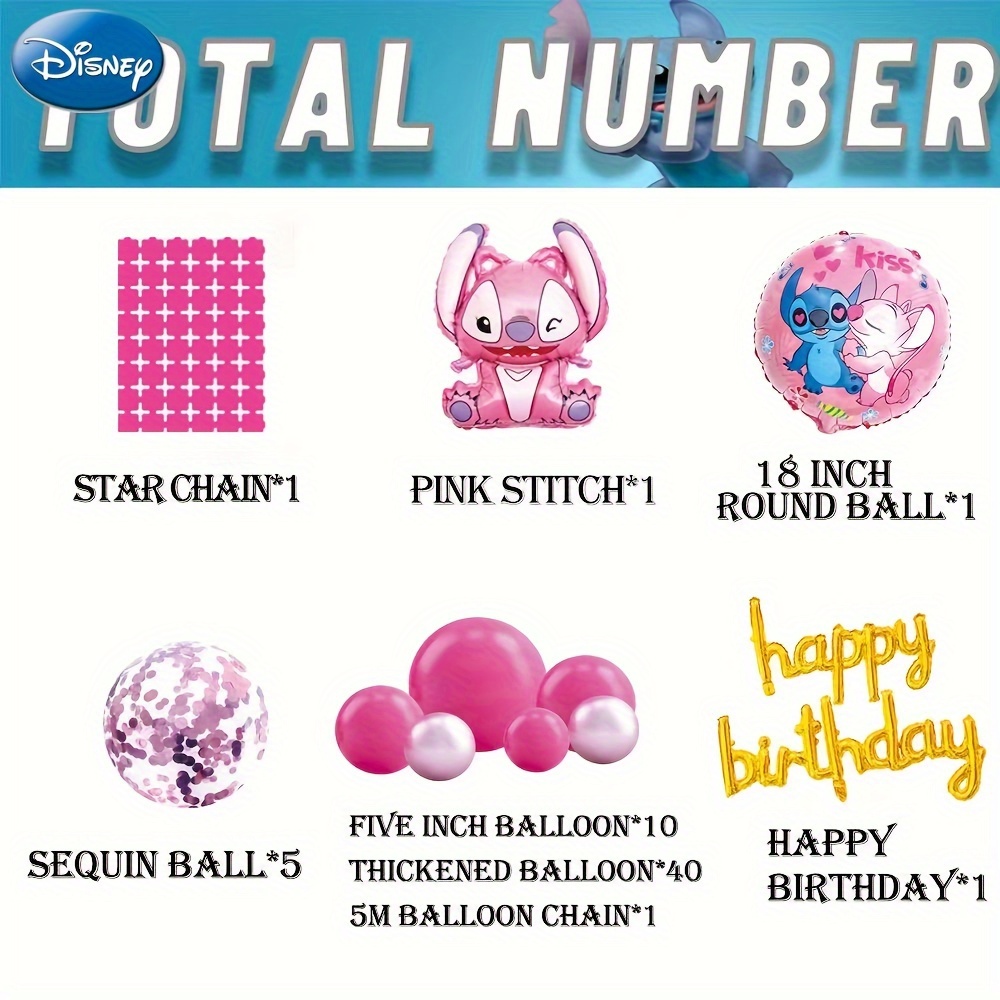 Softcloud 35Pcs Set Disney Lilo & Stitch Tema Cumpleaños Niño Globo  Conjunto Decoración De Fiesta Necesidades