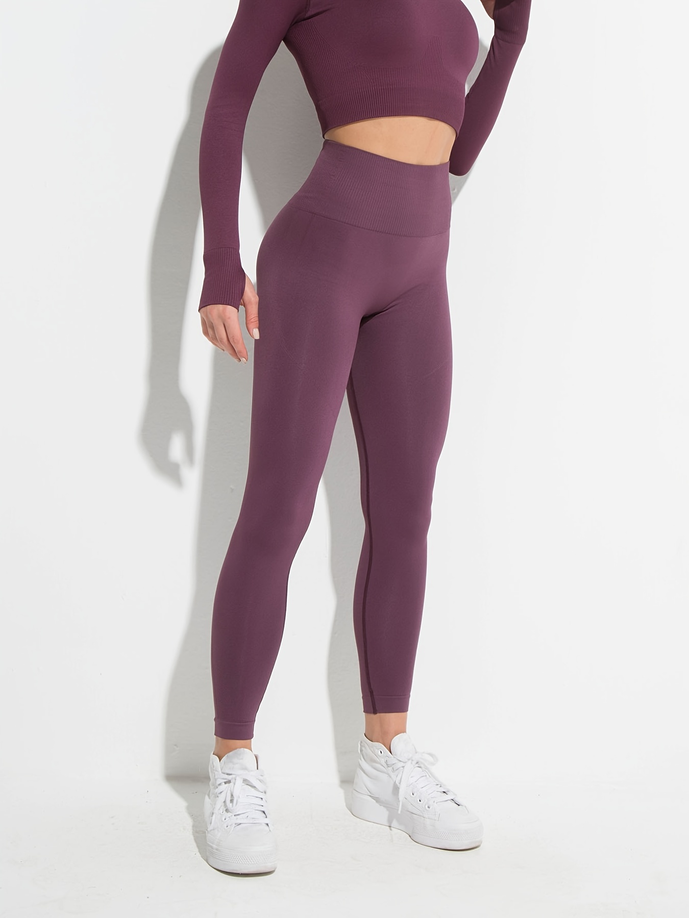 Lilac Seamless Rib High Waisted Gym Leggings