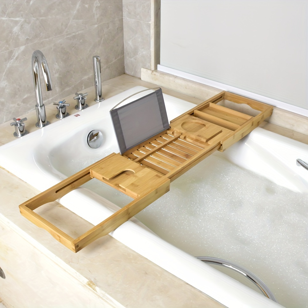 Bamboo Bathtub Tray Caddy Expandable Wooden Bath Tray - Temu