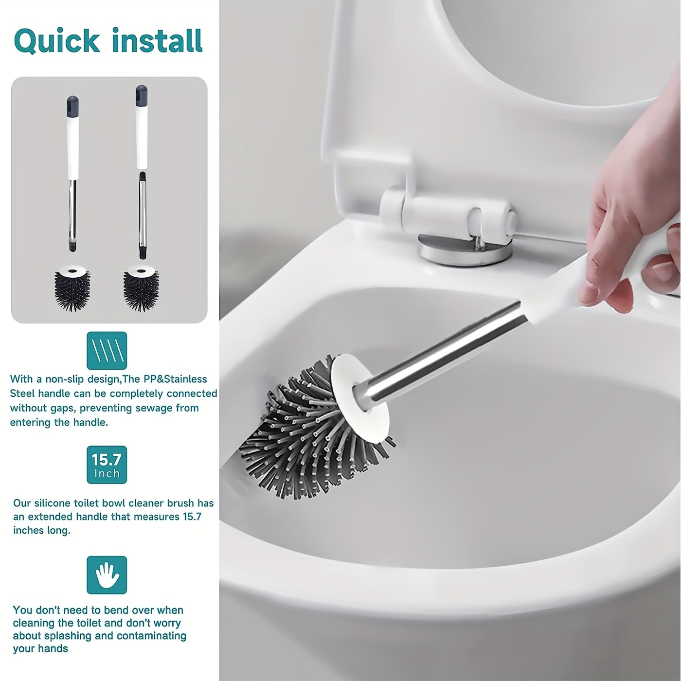 Silicone Toilet Brush With Holder Set Toilet Bowl Brush For