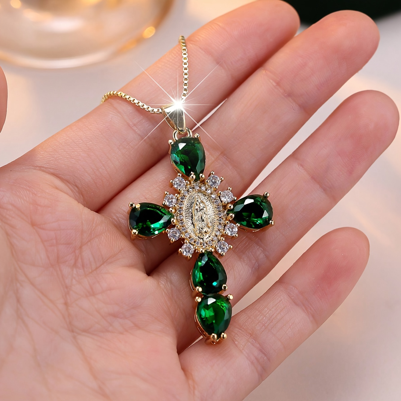 Vintage Oval Cubic Zircon Cross Pendant Necklace - Temu