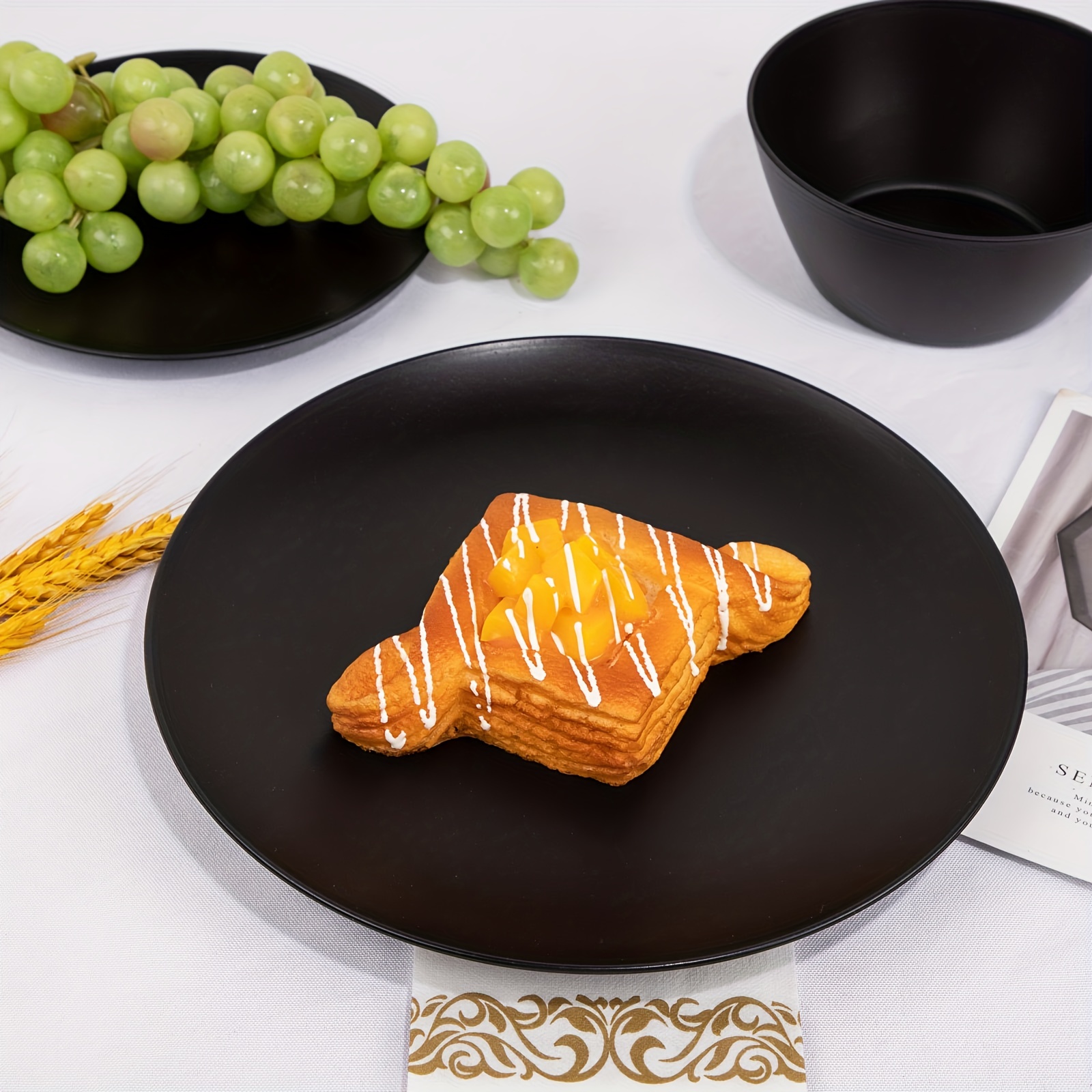 Wheat Straw Deep Dinner Plates, Unbreakable Sturdy Plastic Dinner Plates,  Microwave and Dishwasher Safe Reusable Plate for Fruit Snack Dinner Plates