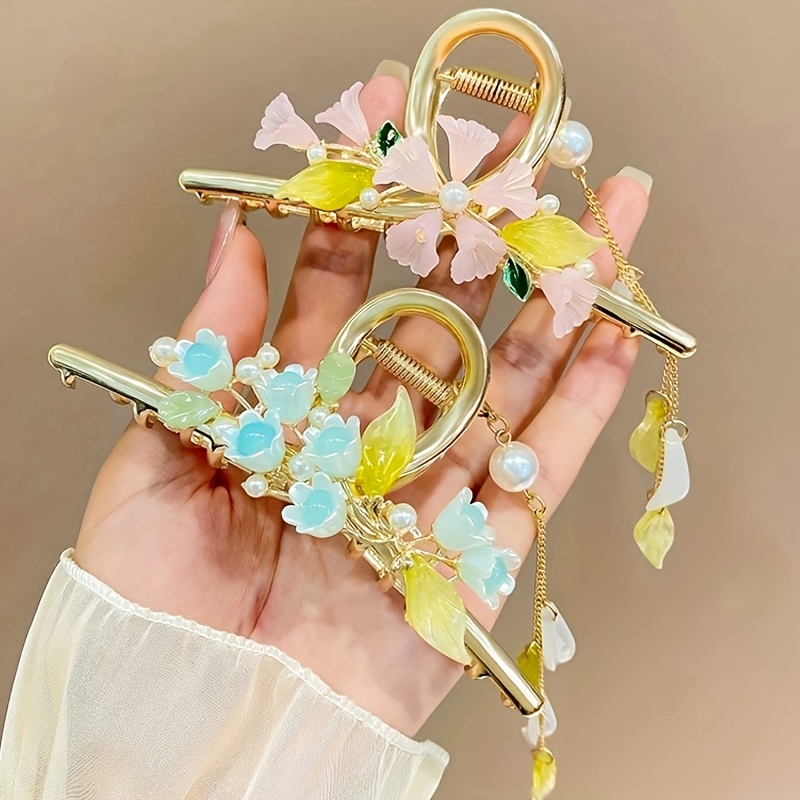 Vintage Flower Tassel Metal Hair Claw Women Hairpin Shark Temu Canada