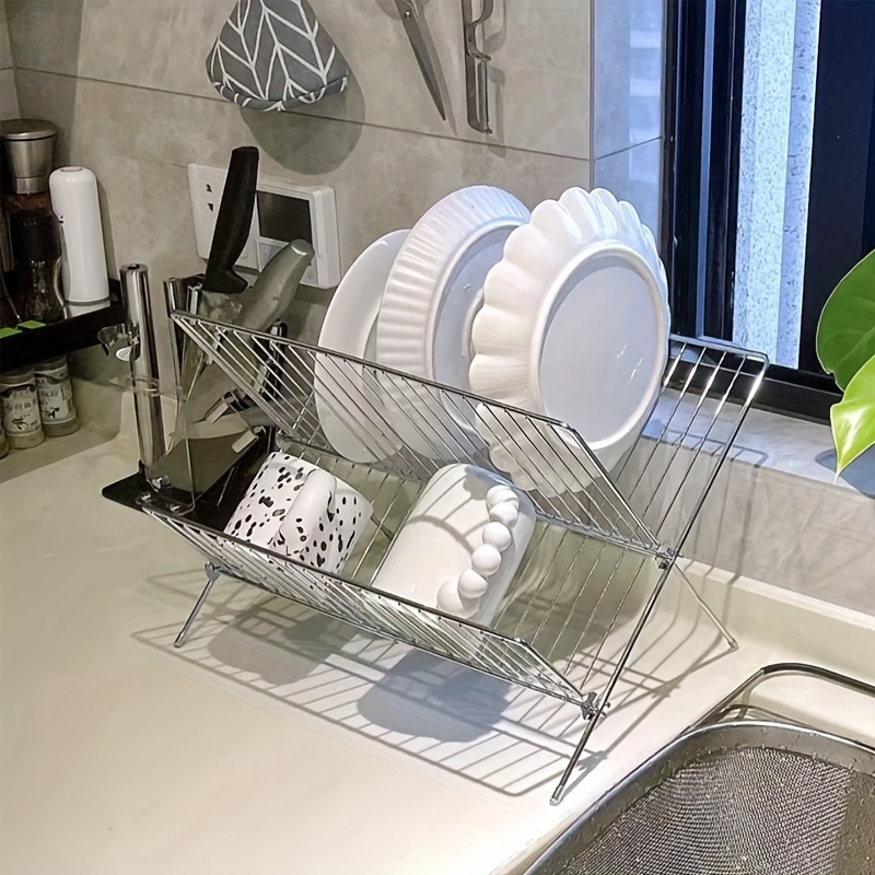 Dish Drying Rack Folding X Type Counter Top Drainer Rack Large