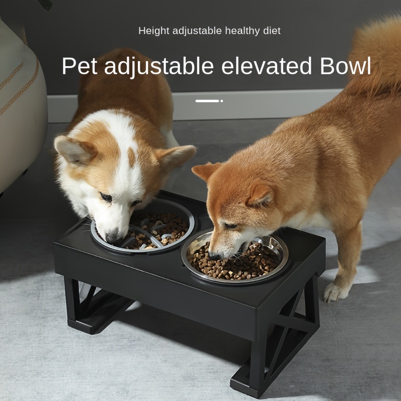 Elevated Dog Bowls, 4 Height Adjustable Raised Dog Bowl Stand with 2 Thick  50oz Stainless Steel Dog Food Bowls Non-Slip Dog Feeder for Large Medium