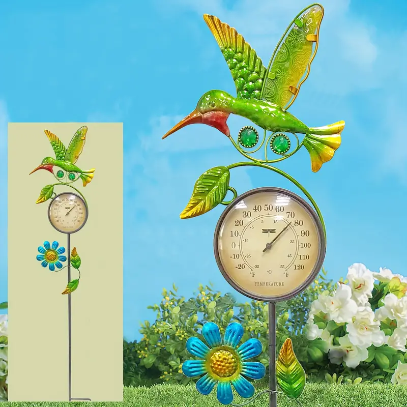 Hummingbird Thermometer Indoor Outdoor Garden Stake, Metal & Glass Bird Art  Decor Sculpture Stick For Lawn Yard Patio Decorations Waterproof, No  Battery Required - Temu
