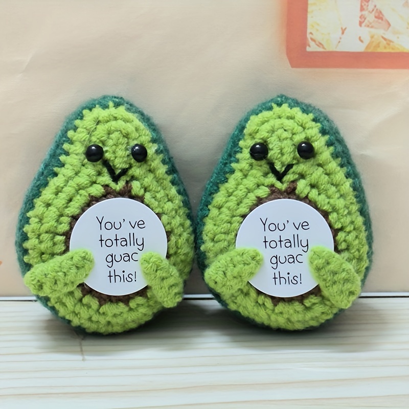 Cute Knitted Doll With Inspirational Card Fun Knitted Fruit - Temu