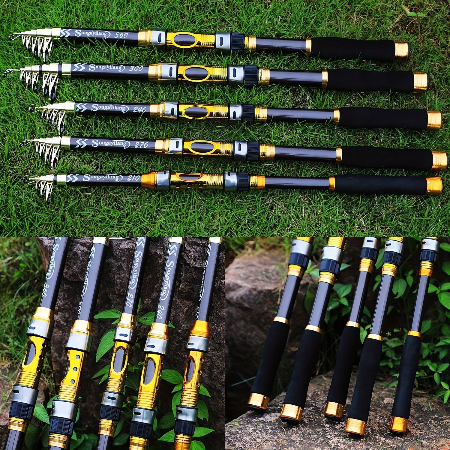 210 Telescopic Fishing Pole Rods and Fishing Rod and Reel Full Set with Fishing  Line Fishing