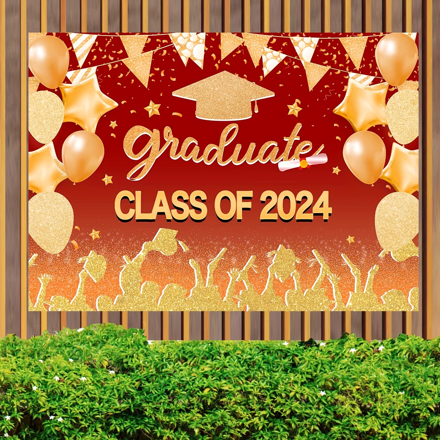 2024 Graduation Decorations, Graduation Decorations Class of 2024, Red and  Black Graduation Party Decorations with Congratulations GRADUATE Banner