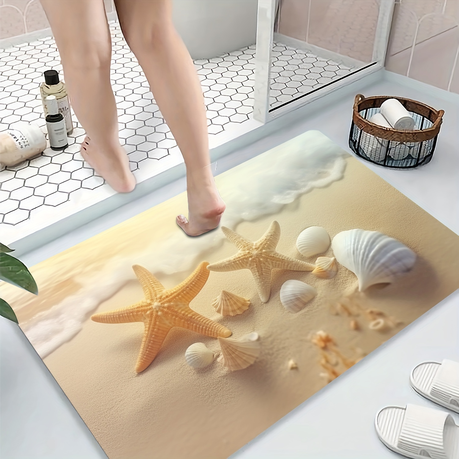 Anti fatigue Kitchen Mat For Floor Shell Starfish Seaside - Temu