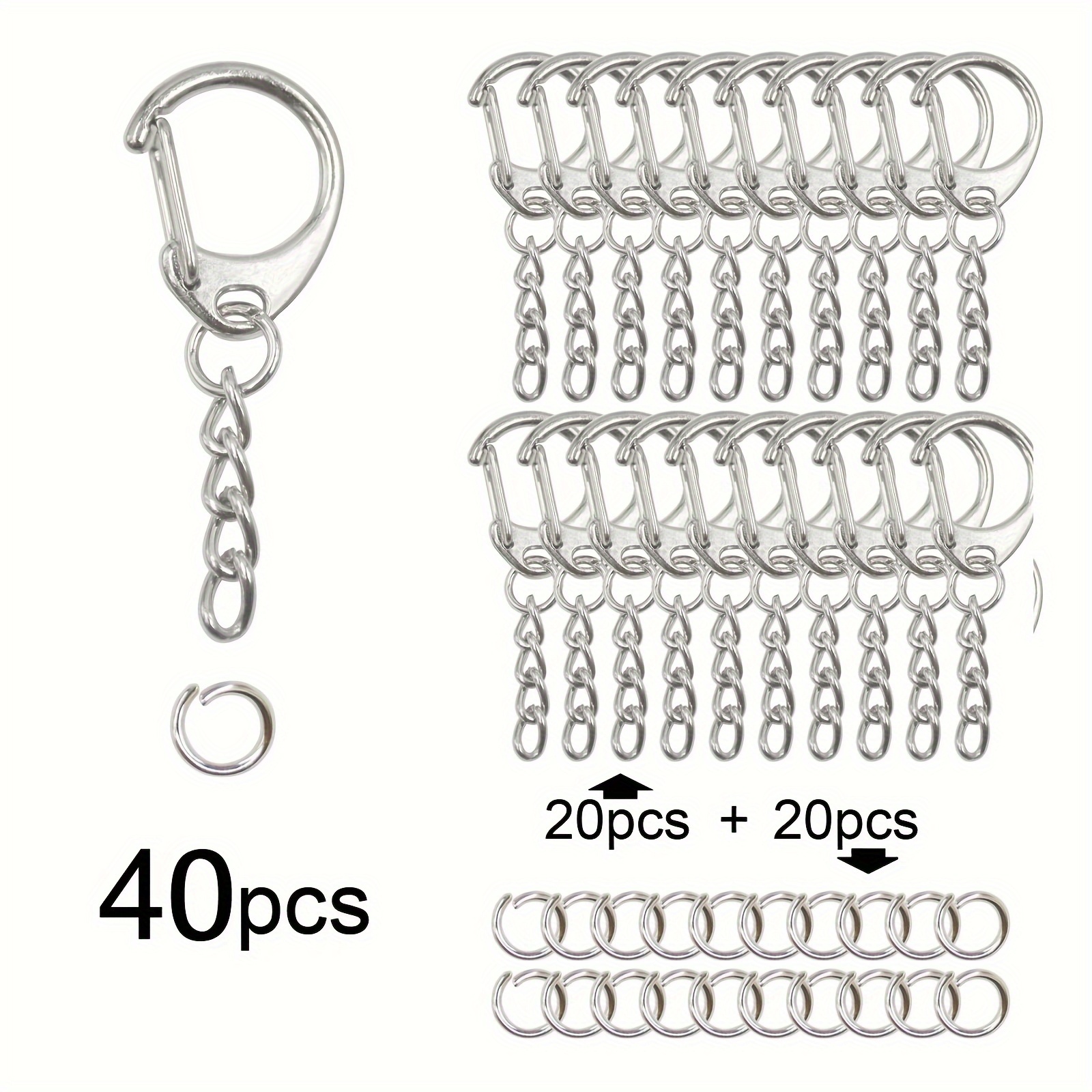 80/40/20PCS Lobster Clasp Keychain Rings For Crafts, Keychain