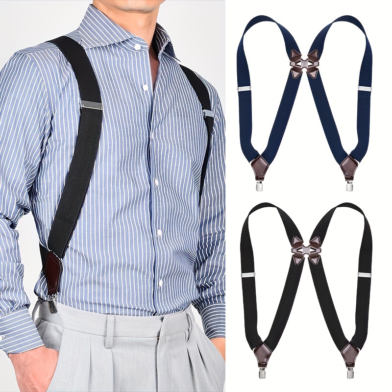 

3.5cmx120cm With Advanced Boxed Men's Leather Suspenders Men's Clip-on Suspenders Pants Suspenders Clip-on Elastic Side Clip Adult British Suspenders Clip For Men, Ideal Choice For Gifts