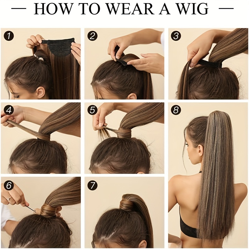 Straight Ponytail Extensions Synthetic Clip In Hair Extensions Natural Look