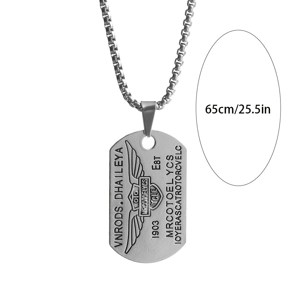 Men's Hip Hop Dog Tag Pendant Necklaces Chunky Flat Chain - Temu