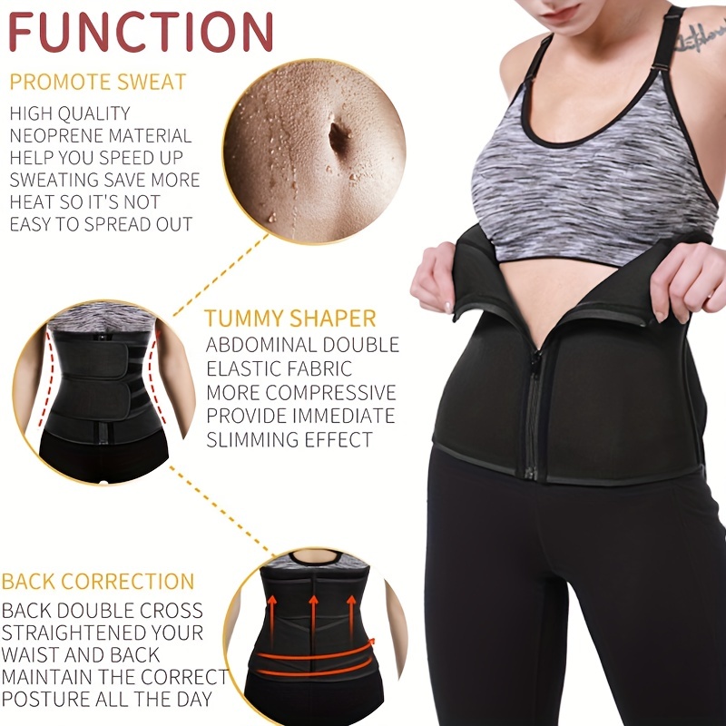 Front Zipper Waist Trainer Belly Belt Breathable Tummy - Temu
