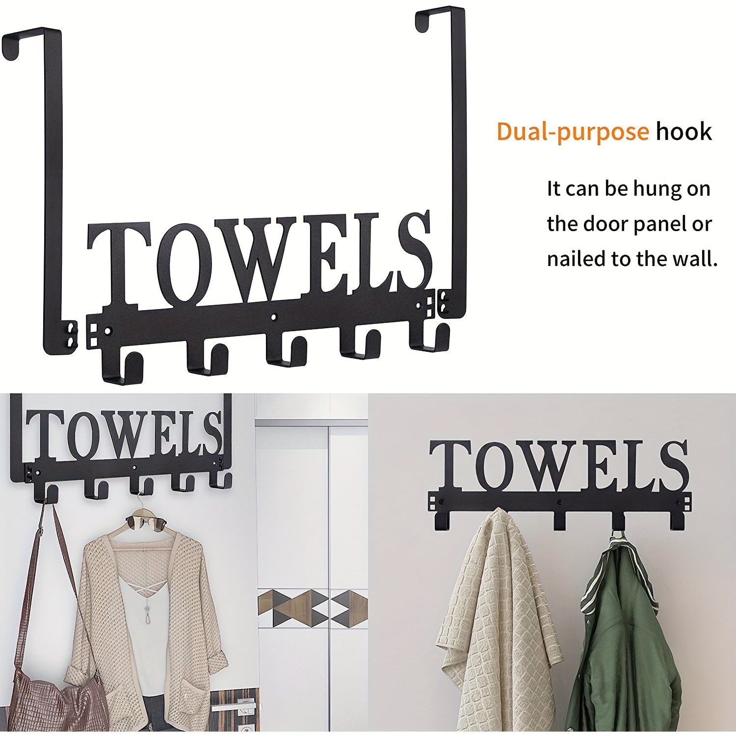 Add A Touch Style Bathroom Towel Holder Door Mounted Towel - Temu