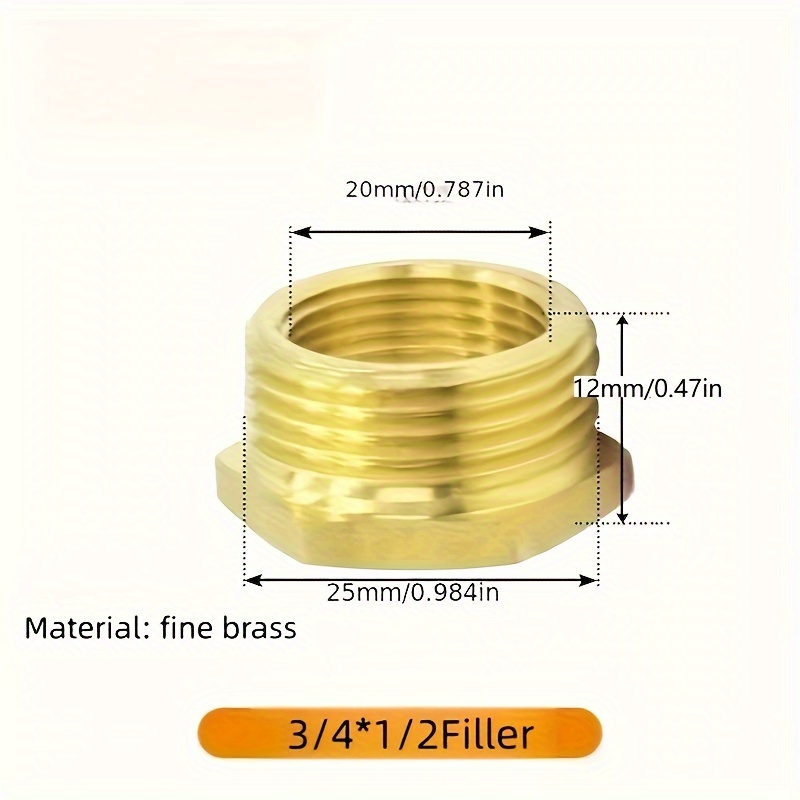 Brass Hex Bushing Reducer Pipe Fitting 1/8 1/4 3/8 1/2 3/4 F to M