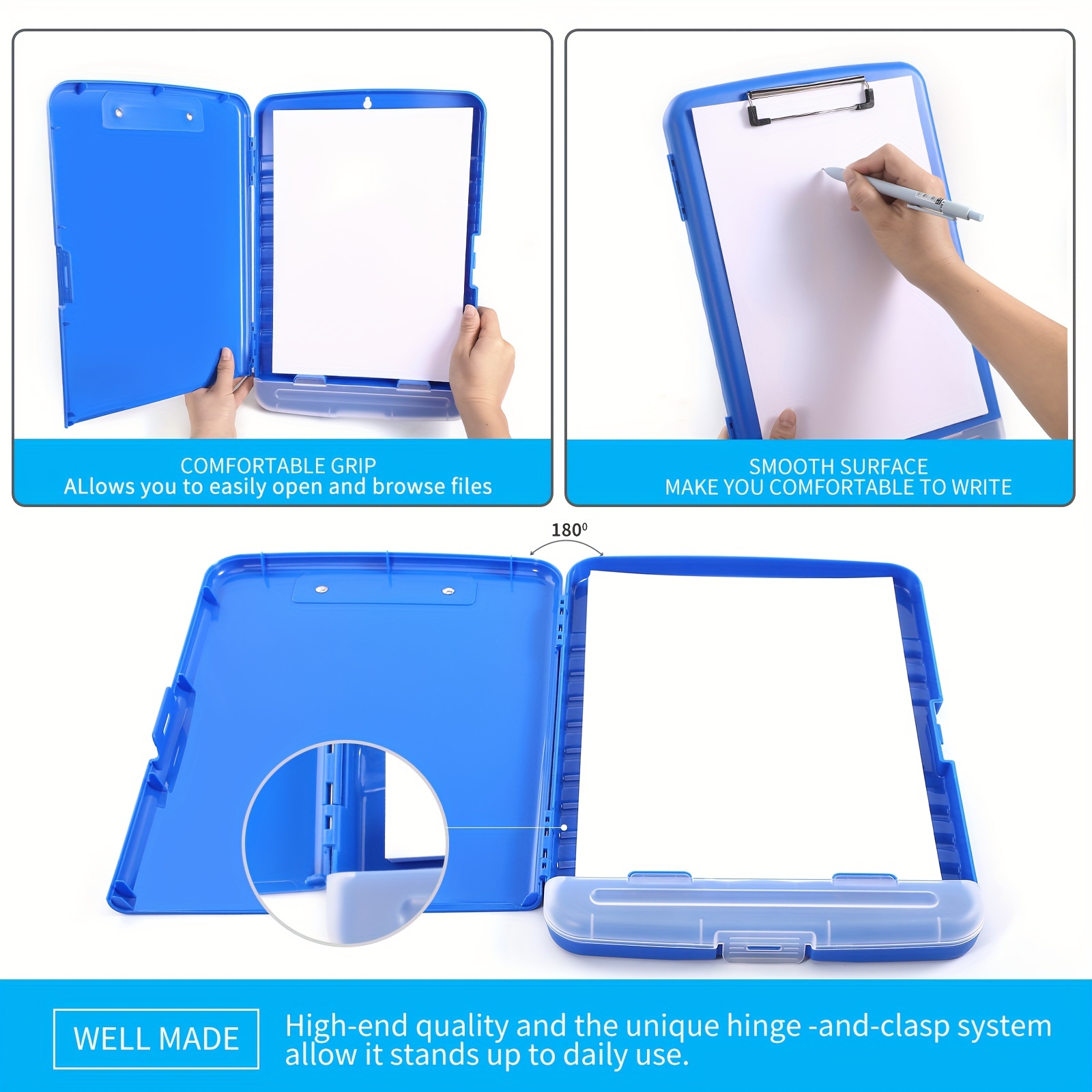 Plastic A4 Clips Board With Pen Holder 8 5x11 Clipboard With Storage