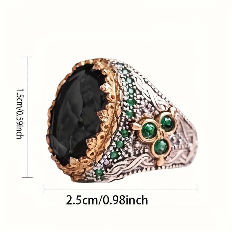 Men's Inlaid Jade Ring, Retro Design
